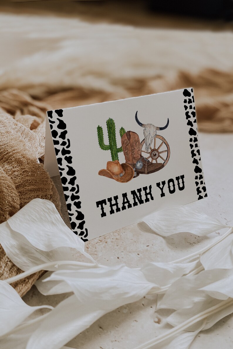 1st Rodeo Thank You Card Template, Editable First Rodeo Thank You Card ...