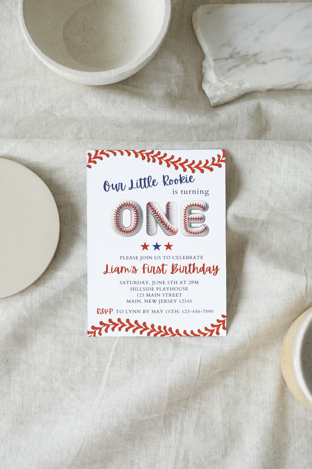 Rookie of the Year First Birthday Party Invitation Template, Editable ...