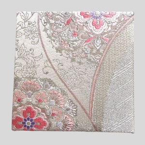 Japanese kimono obi fabric wall art. Traditional kimono. Silk wall hanging. silver kimono obi.