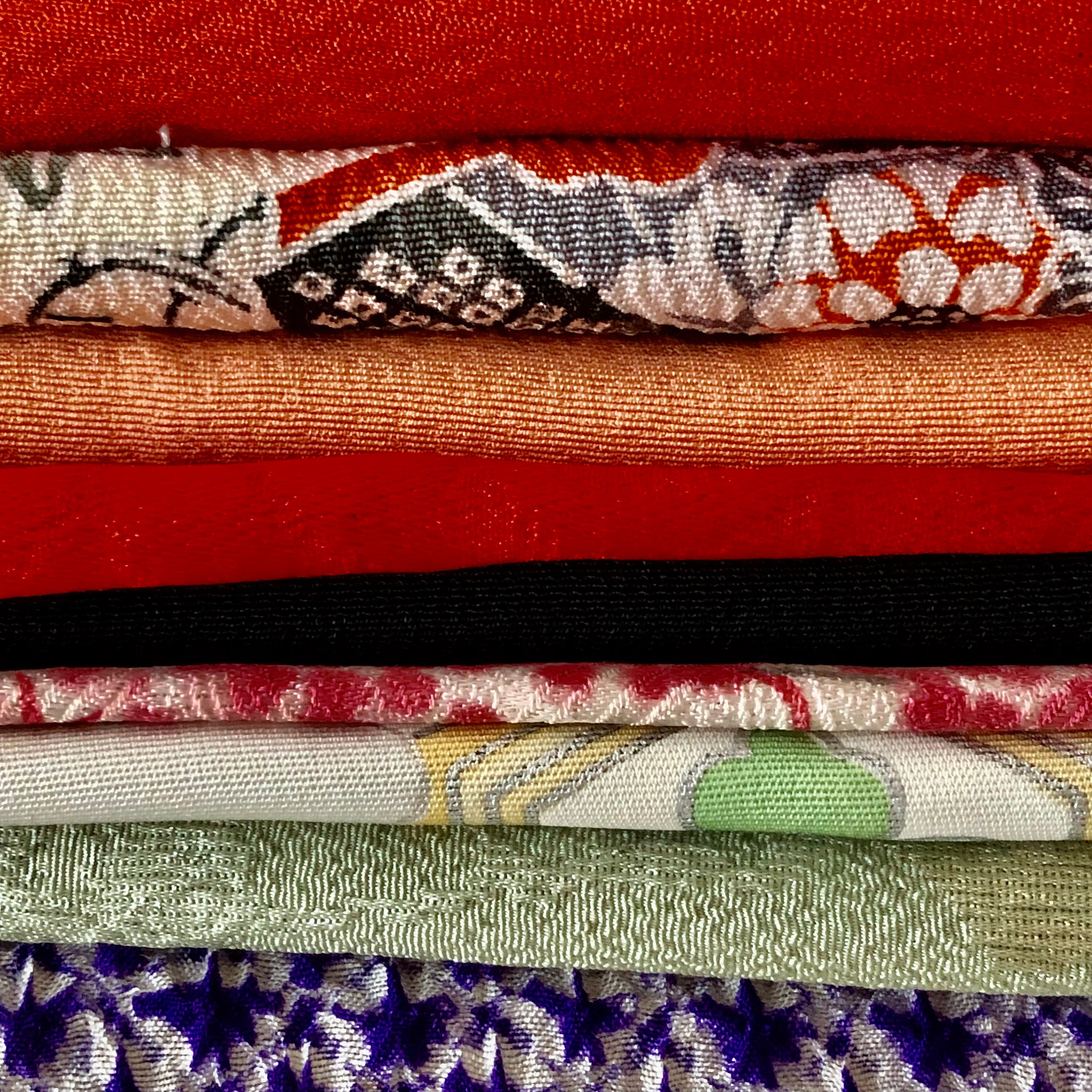 Kimono Fabric Scraps, Japanese Fabric Remnants From Vintage Japanese