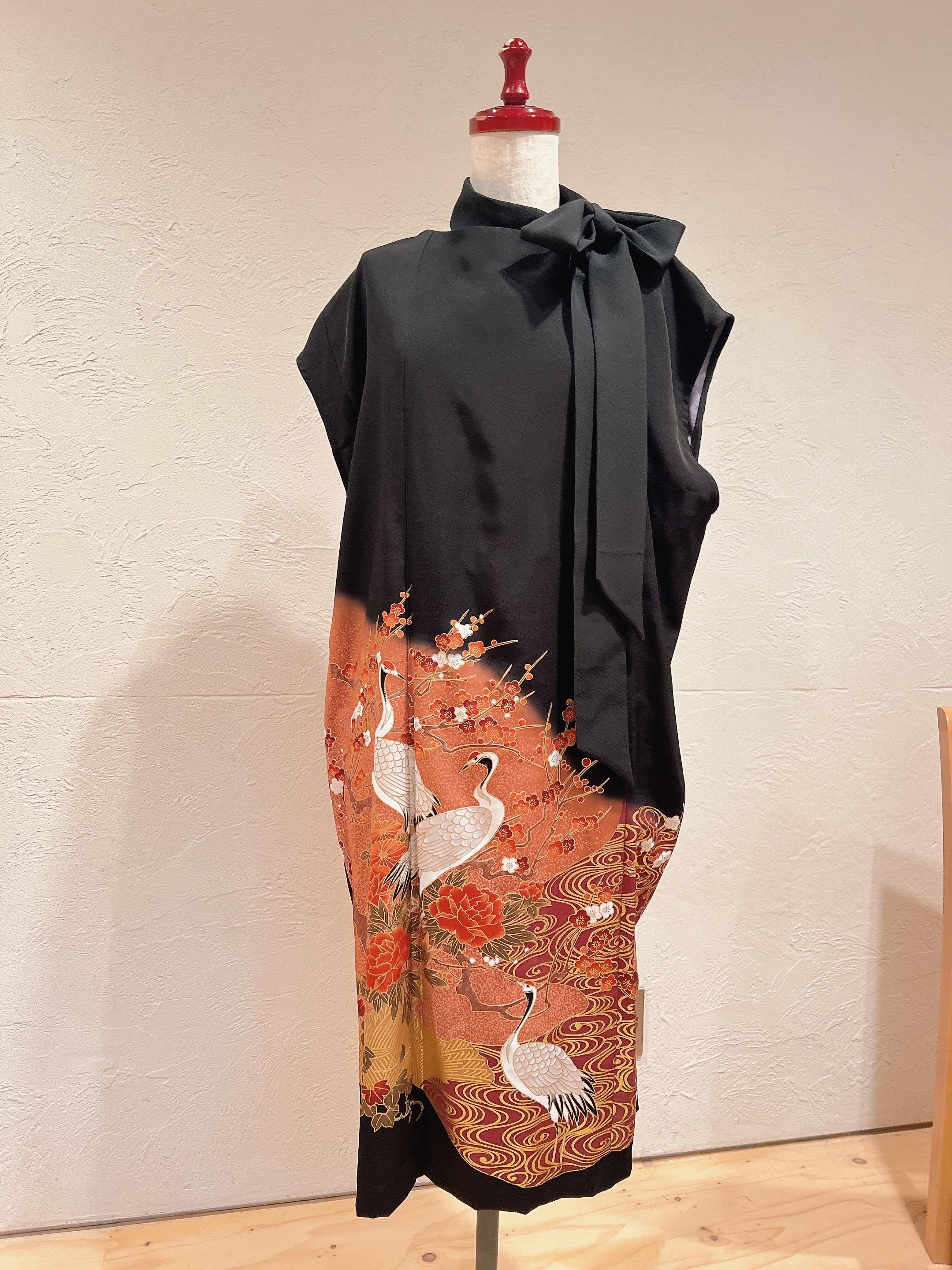 着物リメイク ドレス JAPAN VINTAGE KIMONO REMAKE Remake Vintage Dress, Handmade Silk Dress, Japanese Kimono
