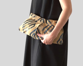 Handmade clutch bag, Japanese kimono bag, Fabric clutch bag, Wedding clutch bag, Gold clutch bag