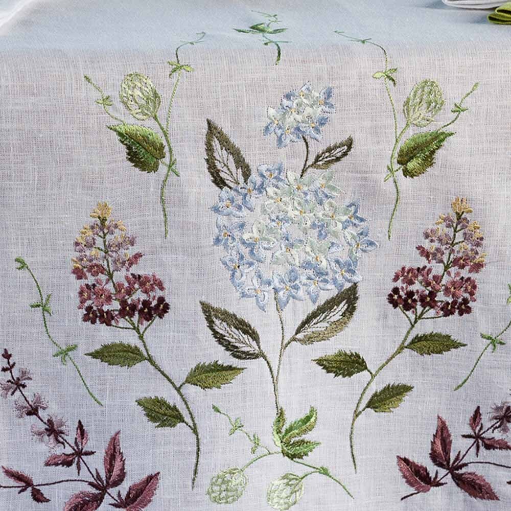 Hydrangea Table Linens Embroidered Linen Table Runner: Hydrangea Floral Decor (140x40 Cm) - Etsy