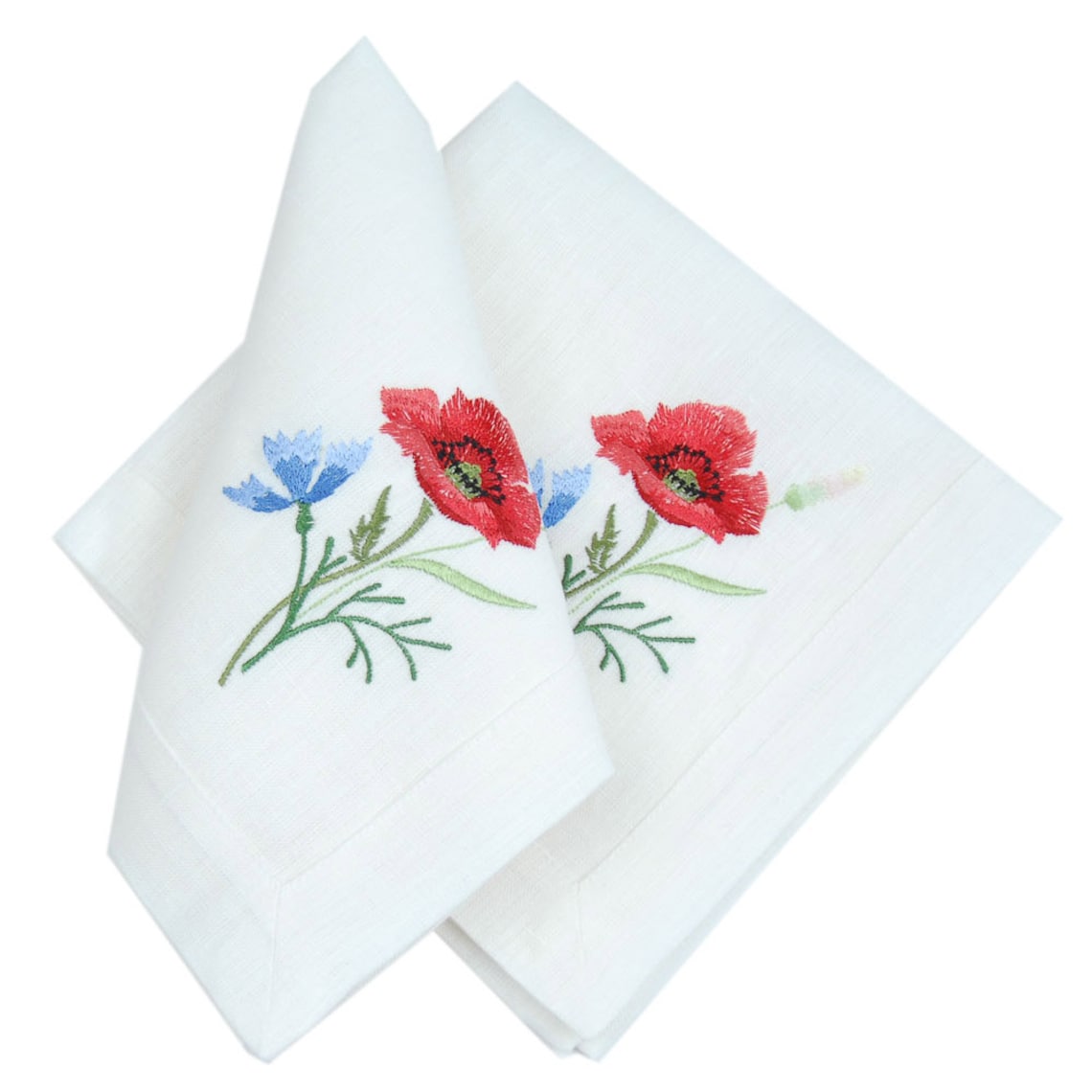 Set of Embroidered Linen Napkins. Embroidered Poppies With | Etsy