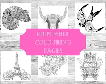 20 Adult coloring pages, PRINTABLE