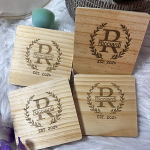 Custom Coaster Set of 4 – Engraved Wooden Drink Coasters