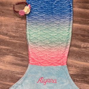 Mermaid Tail Blanket or Shark Sleeping Bag: Embroidered Fleece