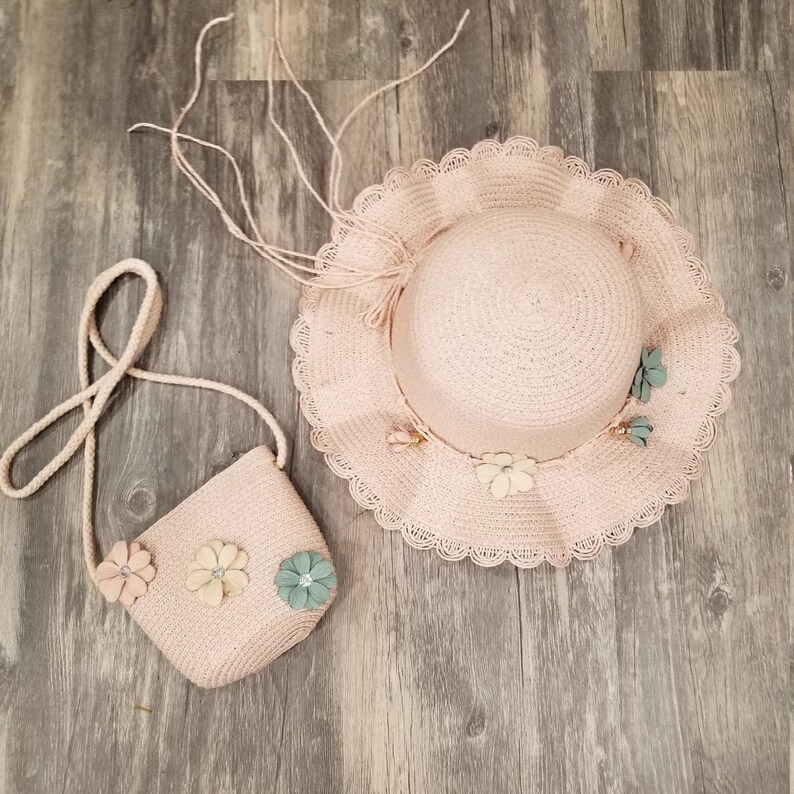 Girl/toddler Straw Hat and Bag Set Etsy