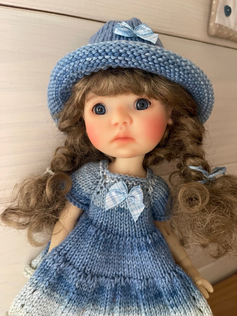 Tutorial/knitting pattern for Meadow Dumpling dolls 25 cm, dress and hat, French and English image 5