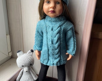 Tutorial/knitting pattern Gotz doll 36 cm, sweater dress and hat with cables