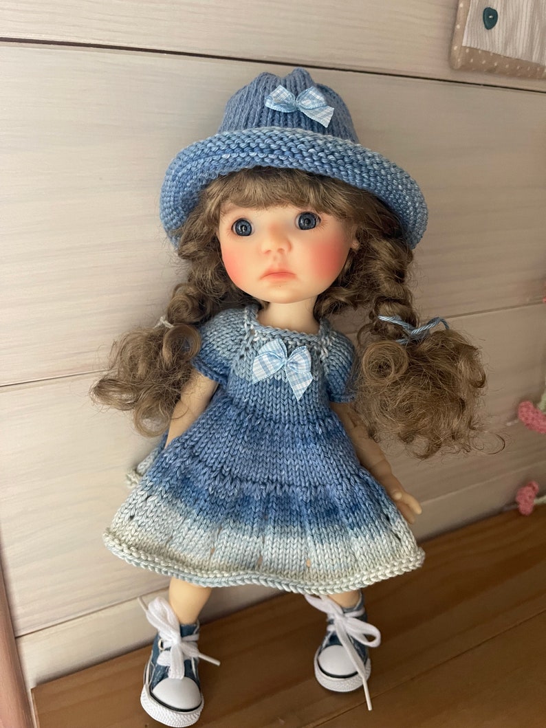 Tutorial/knitting pattern for Meadow Dumpling dolls 25 cm, dress and hat, French and English image 6