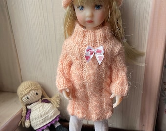 Tutorial/ knitting pattern long sweater, hat for Li'L dreamer doll by Dianna Effner 28 cm