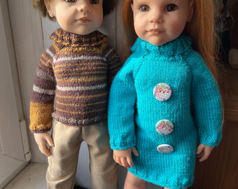 Tutorial/knitting pattern for Gotz dolls 50 cm, sweater, turtleneck dress, French and English