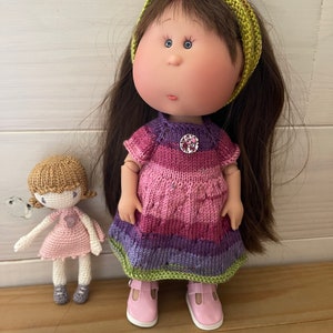 Tutorial/knitting pattern Mia Nines doll from Onil 30 cm, dress and headband French and English