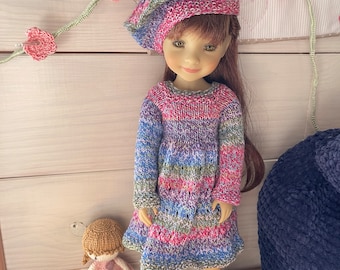 Ruby Red Fashions 36 cm doll knitting tutorial/pattern, French and English dress and beret