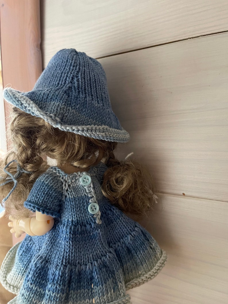 Tutorial/knitting pattern for Meadow Dumpling dolls 25 cm, dress and hat, French and English image 3