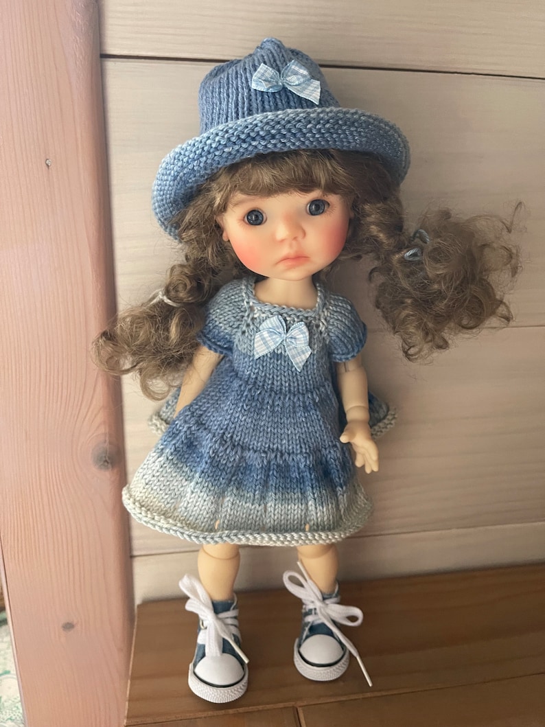 Tutorial/knitting pattern for Meadow Dumpling dolls 25 cm, dress and hat, French and English image 1