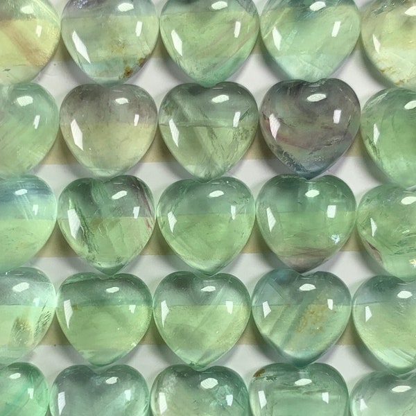 Green Fluorite Heart 15x15mm cabochon