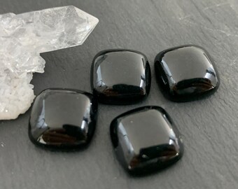 Black Tektite Square Cushion 14mm Cabochon