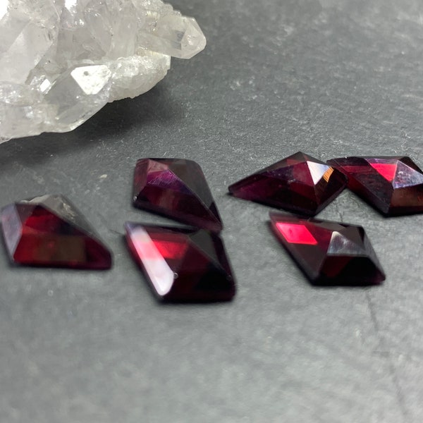 Faceted Garnet Kite 8x12mm cabochon