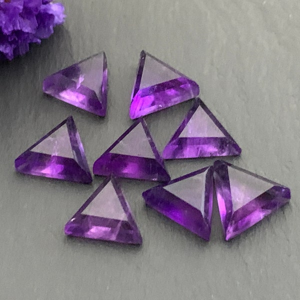 Faceted Amethyst Triangle 10mm cabochon