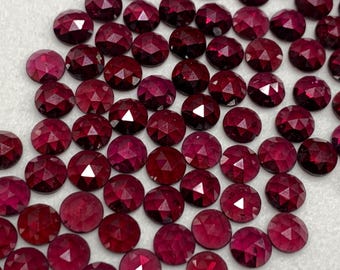 Faceted Rhodolite Garnet, Red Purple Gemstone, Round 6-10mm Gems, Jewelry Supply, Elegant Cabochon For Rings, Handmade Gift