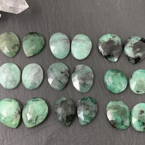 Faceted Emerald Pair 13-15mm long Cabochon - Select your pair | W180-4