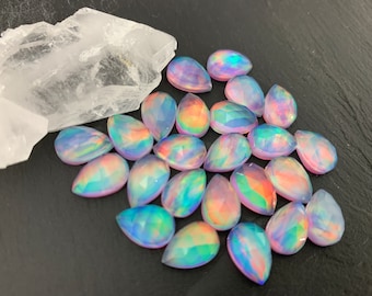 Facettierte Aurora Opal Perle 8 x 12 mm Cabochon - Doublette Cabochons