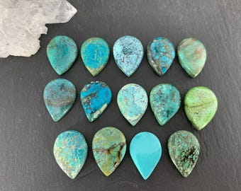 Gruszka z turkusu tybetańskiego, kaboszon o długości 13 x 18 mm/ Wybierz swój kaboszon