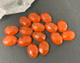 Faceted Carnelian oval 10x14mm cabochon *