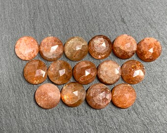 Discounted Faceted Sunstone round 10mm cabochon