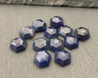 Faceted Blue Sapphire hexagon 8mm cabochon *
