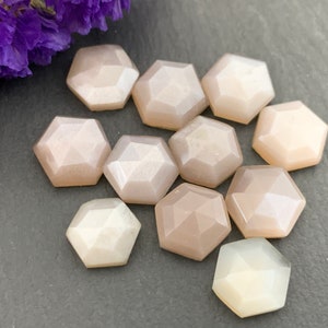 Faceted MoonStone hexagon 8mm Cabochon