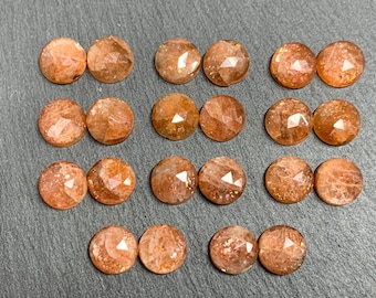 Discounted- Faceted Sunstone round 10mm cabochon