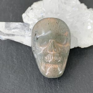 Labradorite Skull 14x21mm, Gemstone Cabochon, Unique Halloween Jewelry, Handcrafted Gem
