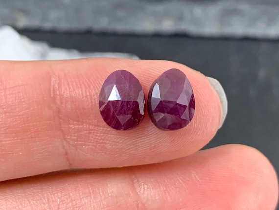 Faceted Ruby Pair 6x8x3mm Cabochon * - Etsy Faceted Ruby Pair 6x8x3mm Cabochon * - Etsy
