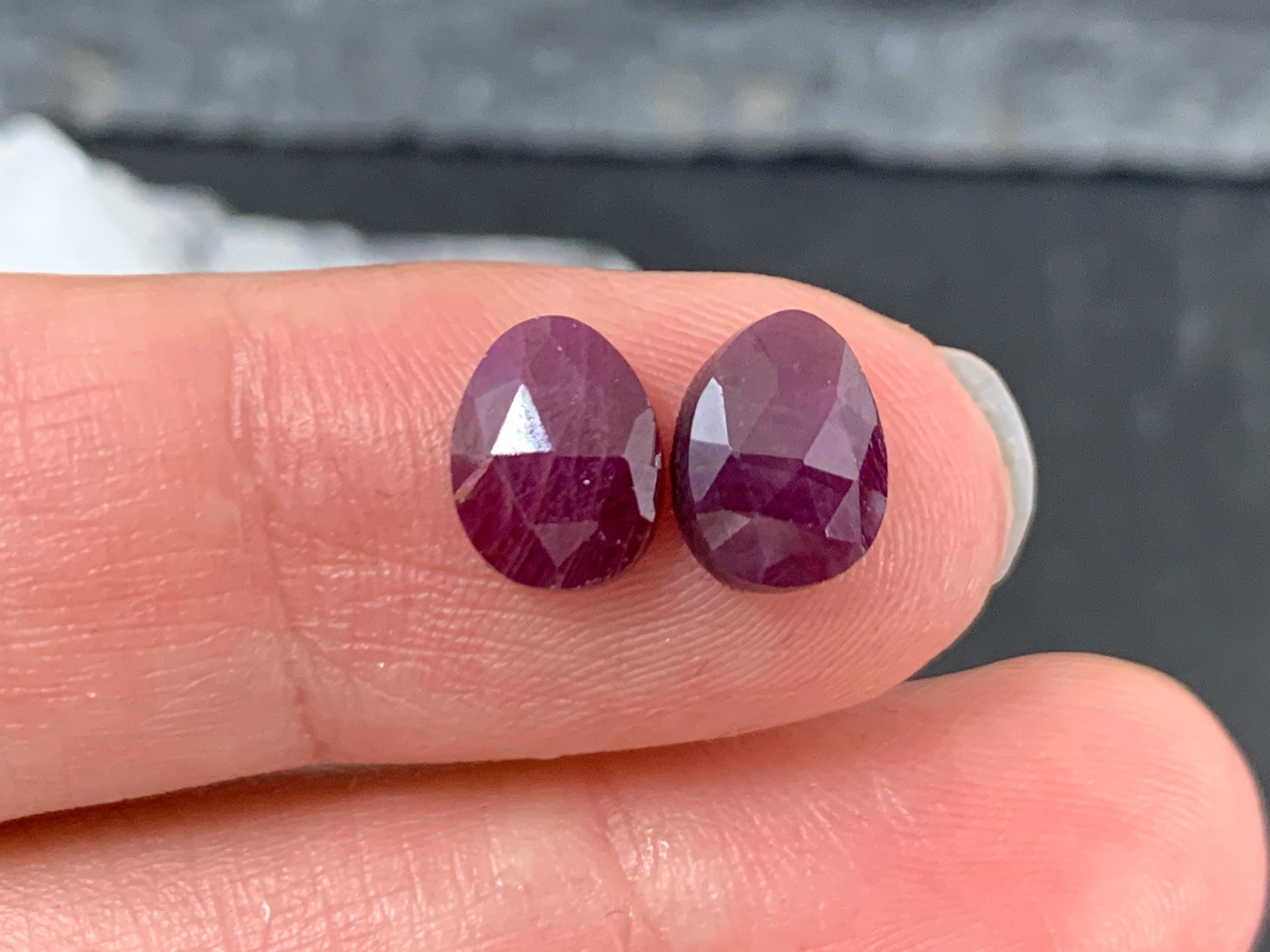Faceted Ruby Pair 6x8x3mm Cabochon * - Etsy