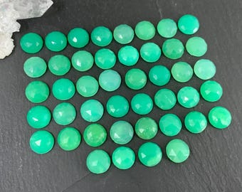 Faceted Chrysoprase round 8mm cabochon *
