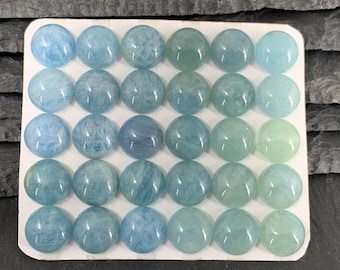 Aquamarijn ronde cabochon van 12 mm - Gekalibreerde cabochons *