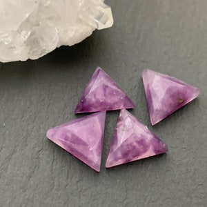 Rose Cut Lepidolite Triangle 10mm cabochon Natural Lepidolite image 2