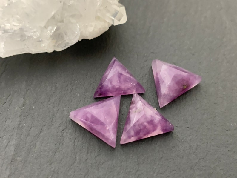 Rose Cut Lepidolite Triangle 10mm cabochon Natural Lepidolite image 2