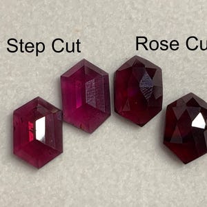 Faceted Rhodolite Garnet long hexagon 8x12mm cabochon *