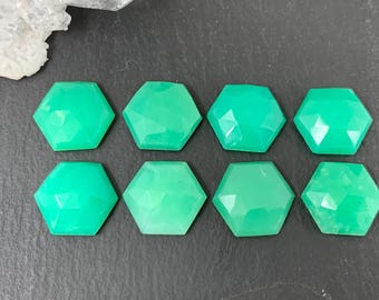 Faceted Chrysoprase hexagon 8mm cabochon *