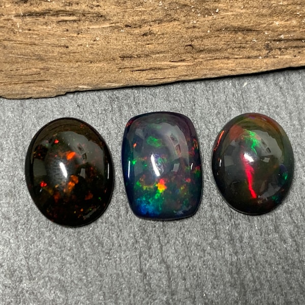 Natural Ethiopian Black Opal 11-12mm long Cabochon/ Select your cabochon