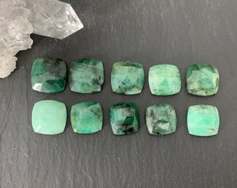 Faceted Emerald Square 8mm cabochon