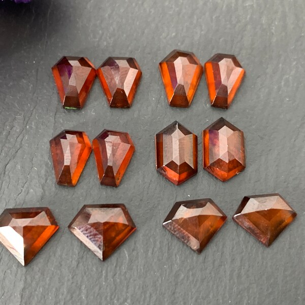 Step Cut Hessonite Garnet cabochon/ Buy by pair