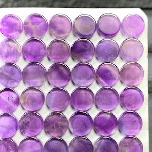 Flat Amethyst round 8mm, 10mm, 12mm cabochon - Calibrated cabochons         e