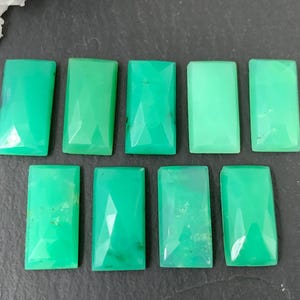 Faceted Chrysoprase rectangle 8x16mm cabochon *