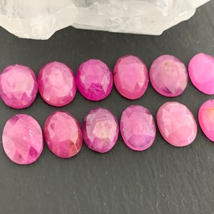 Faceted Pink Sapphire oval 10mm long cabochon