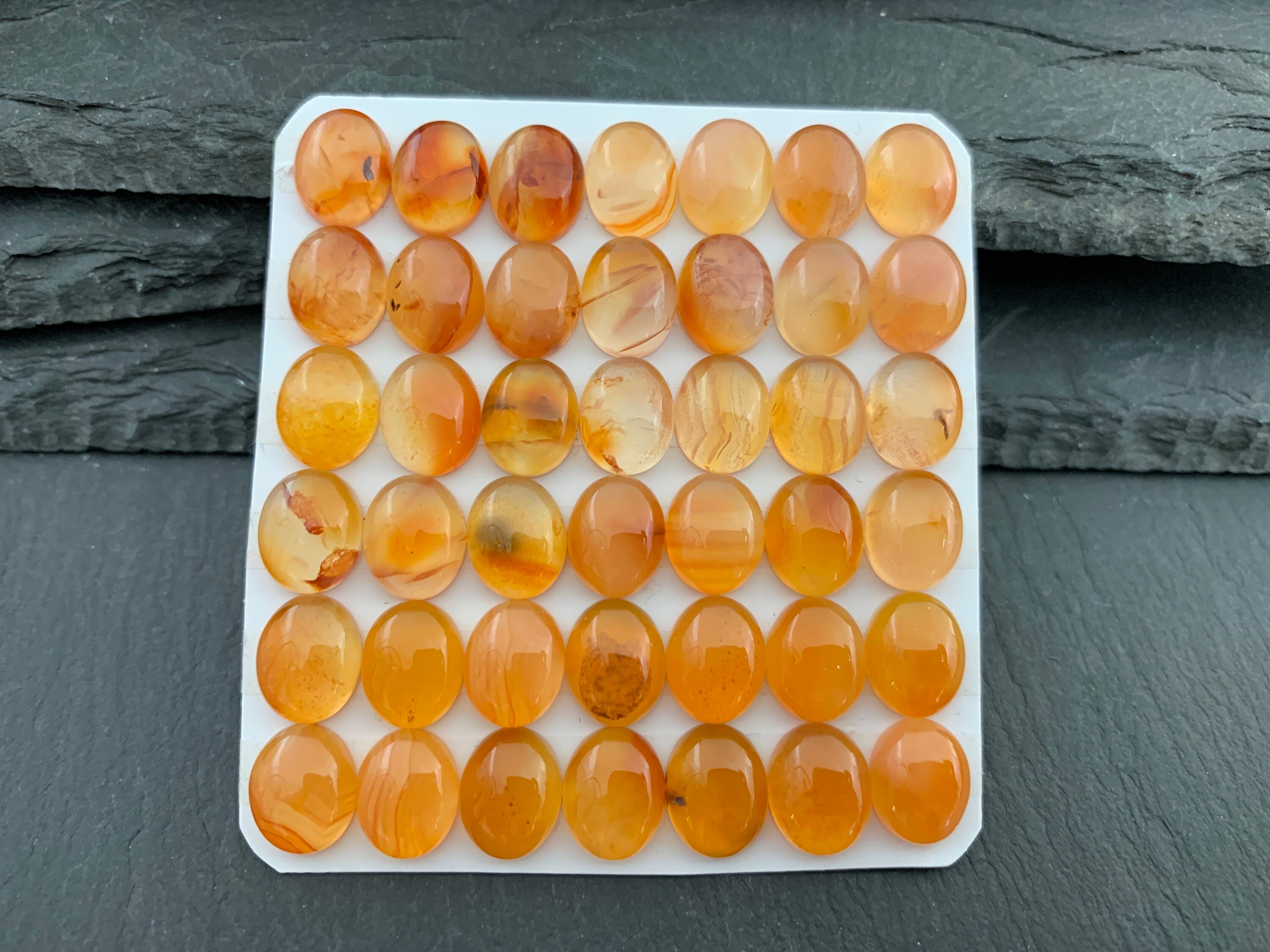 Lot De Cabochons Ovales En Cornaline Naturelle - 10x8mm - Pierre Précieuse Orange Translucide - Qualité Excellente